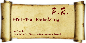 Pfeiffer Radvány névjegykártya